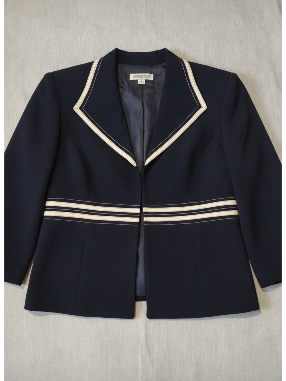 Coldwater Creek Women Suit Jacket Navy Blue Size 12 Preppy Workwear